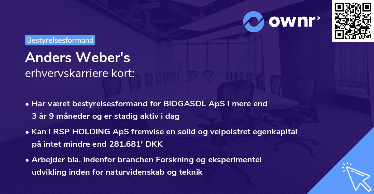 Anders Weber's erhvervskarriere kort