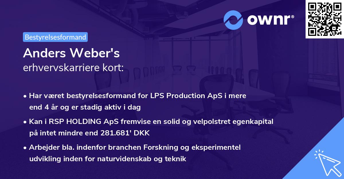 Anders Weber's erhvervskarriere kort