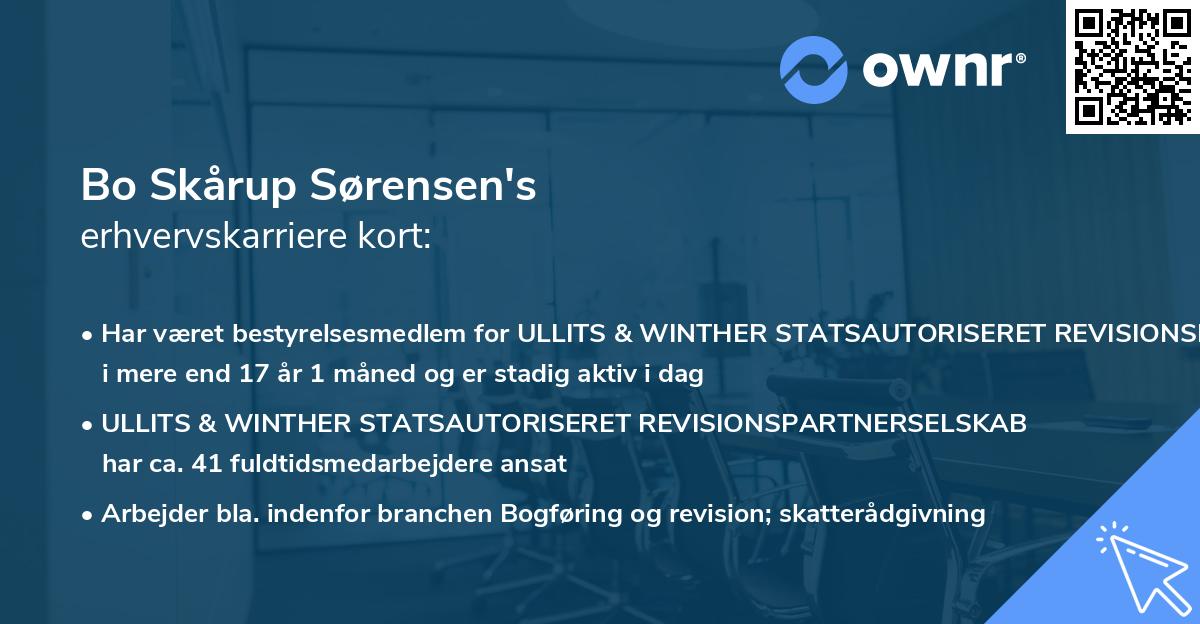 Bo Skårup Sørensen's erhvervskarriere kort