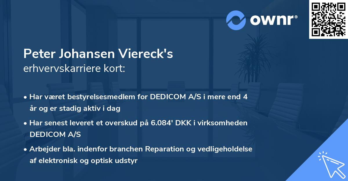 Peter Johansen Viereck's erhvervskarriere kort