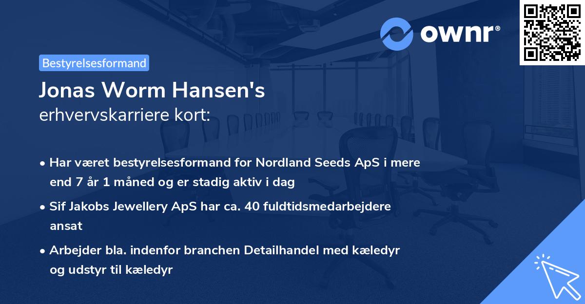 Jonas Worm Hansen's erhvervskarriere kort