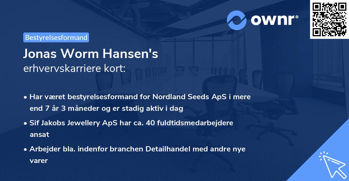 Jonas Worm Hansen's erhvervskarriere kort