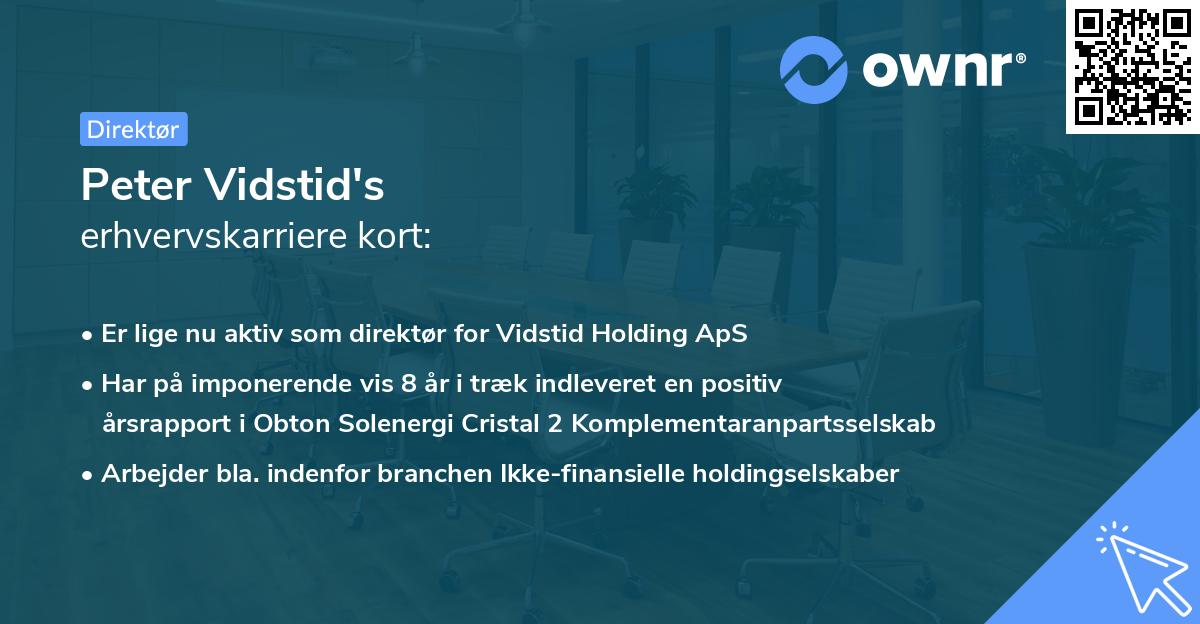 Peter Vidstid's erhvervskarriere kort