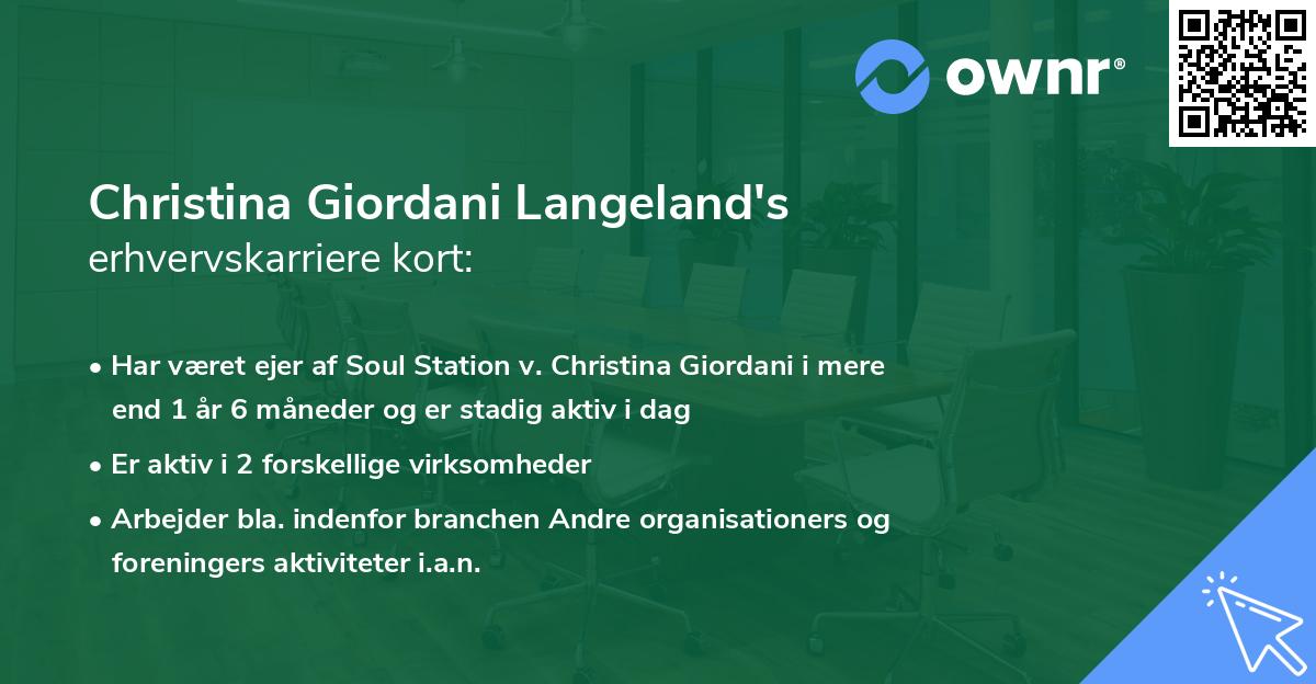 Christina Giordani Langeland's erhvervskarriere kort