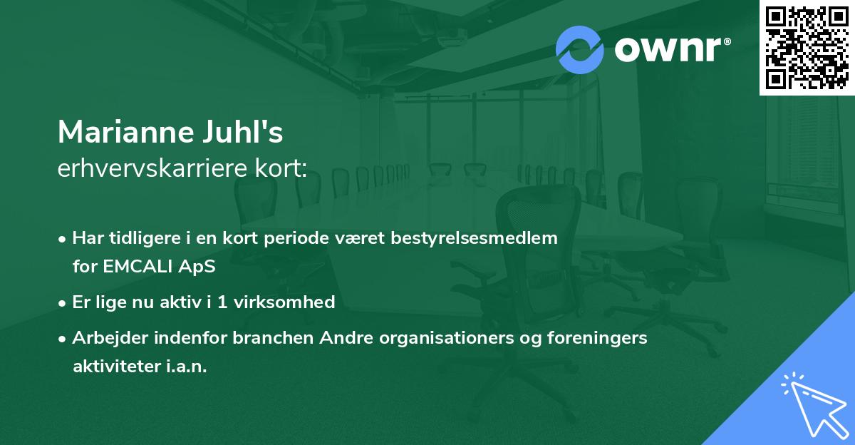 Marianne Juhl's erhvervskarriere kort