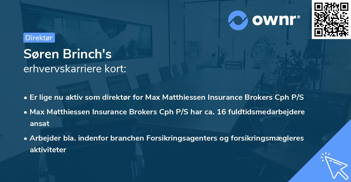 Søren Brinch's erhvervskarriere kort