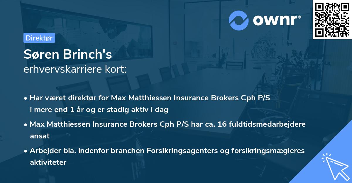 Søren Brinch's erhvervskarriere kort