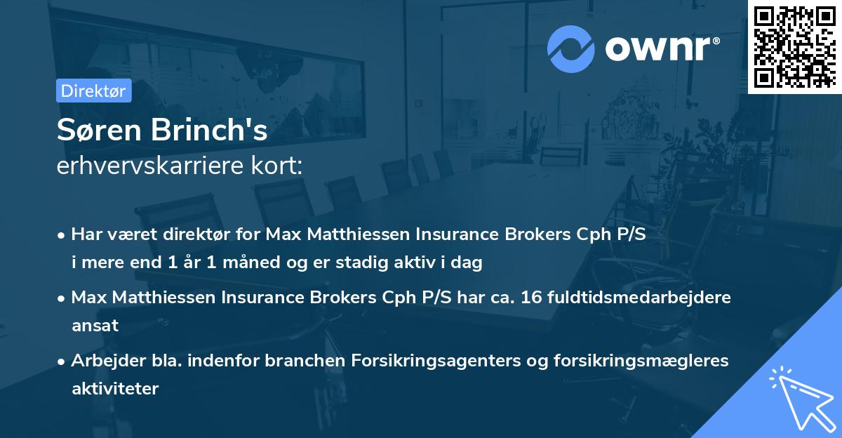 Søren Brinch's erhvervskarriere kort