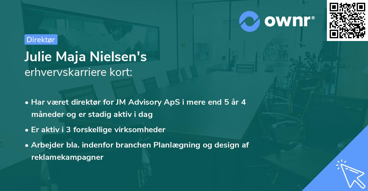 Julie Maja Nielsen's erhvervskarriere kort