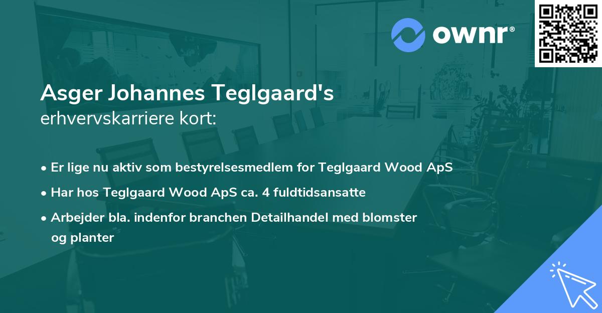 Asger Johannes Teglgaard's erhvervskarriere kort