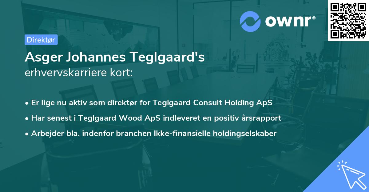 Asger Johannes Teglgaard's erhvervskarriere kort