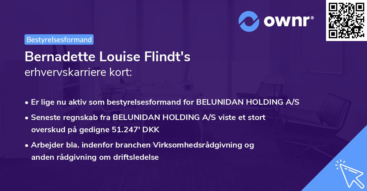 Bernadette Louise Flindt's erhvervskarriere kort