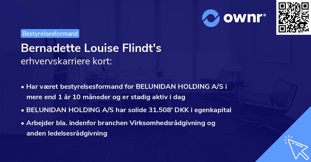Bernadette Louise Flindt's erhvervskarriere kort