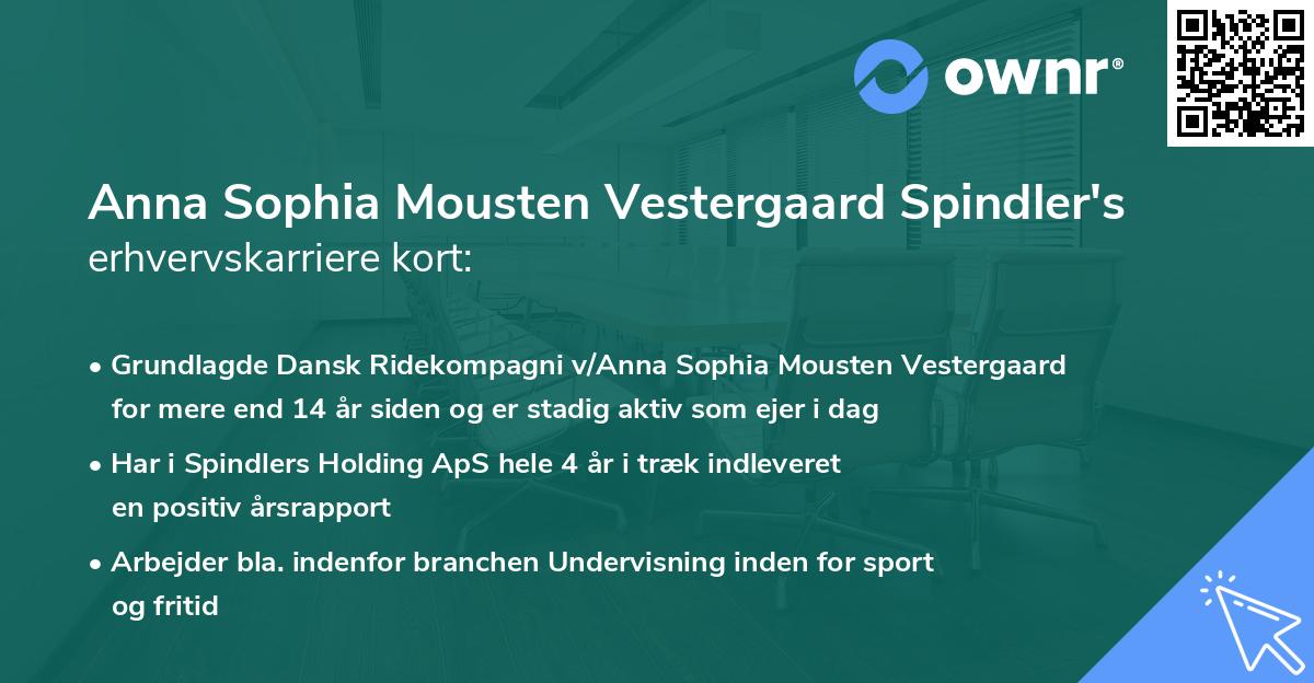 Anna Sophia Mousten Vestergaard Spindler's erhvervskarriere kort
