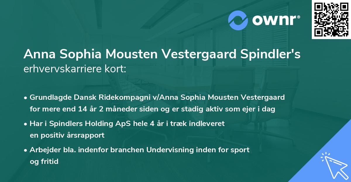 Anna Sophia Mousten Vestergaard Spindler's erhvervskarriere kort