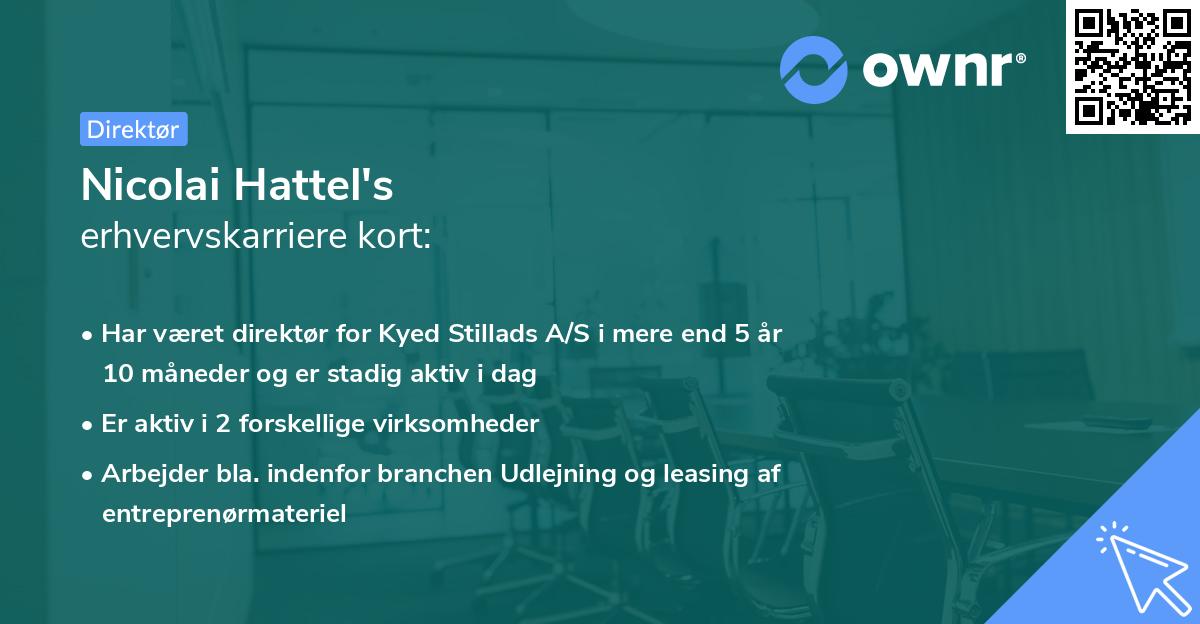 Nicolai Hattel's erhvervskarriere kort