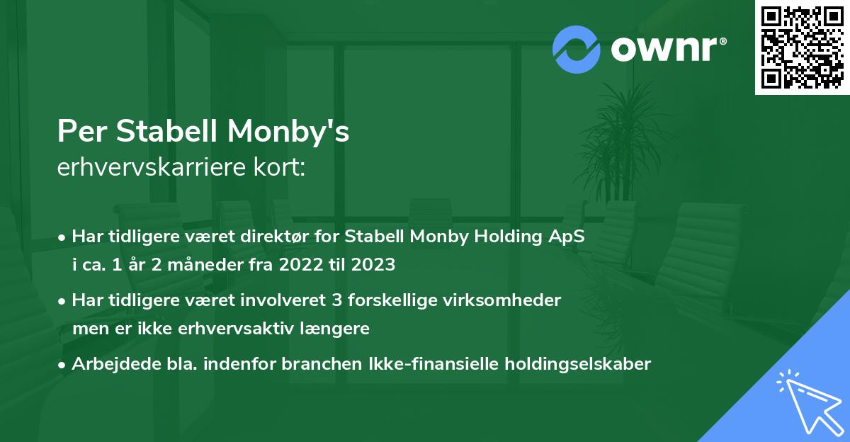 Per Stabell Monby's erhvervskarriere kort