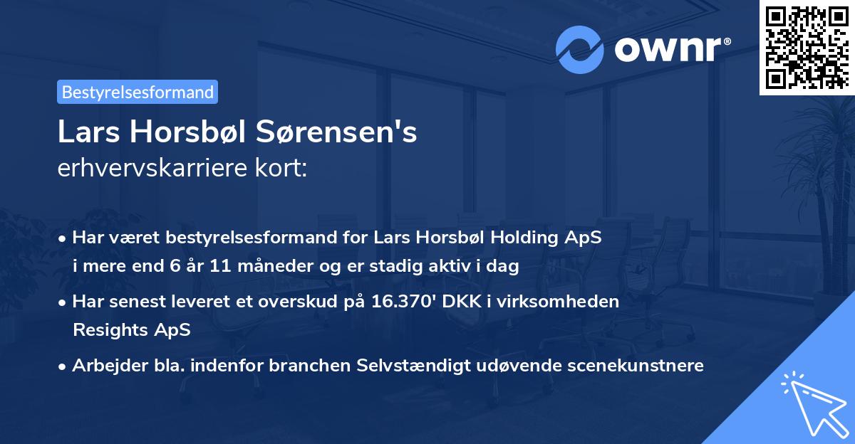 Lars Horsbøl Sørensen's erhvervskarriere kort