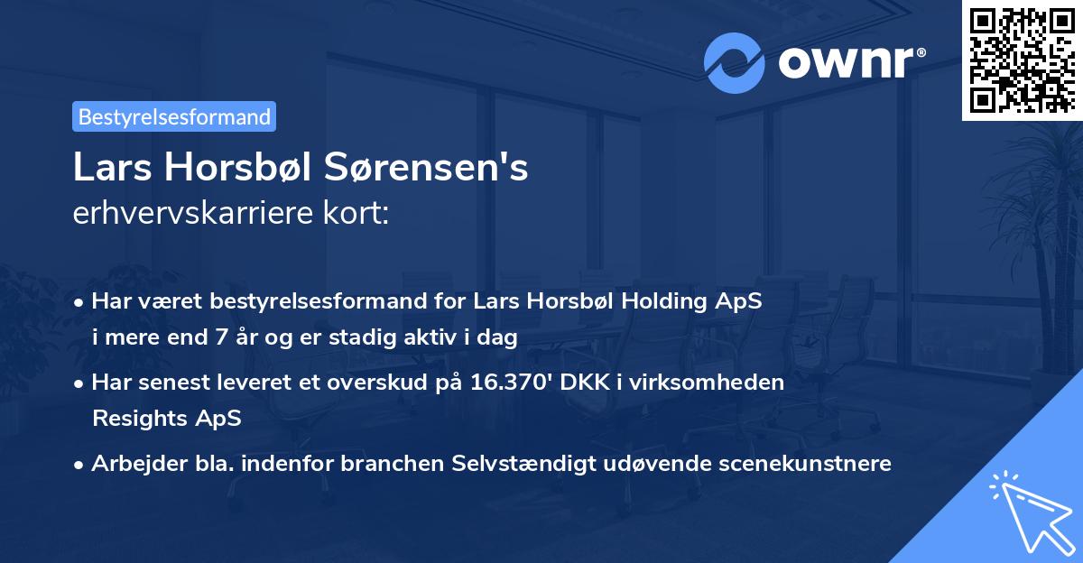 Lars Horsbøl Sørensen's erhvervskarriere kort