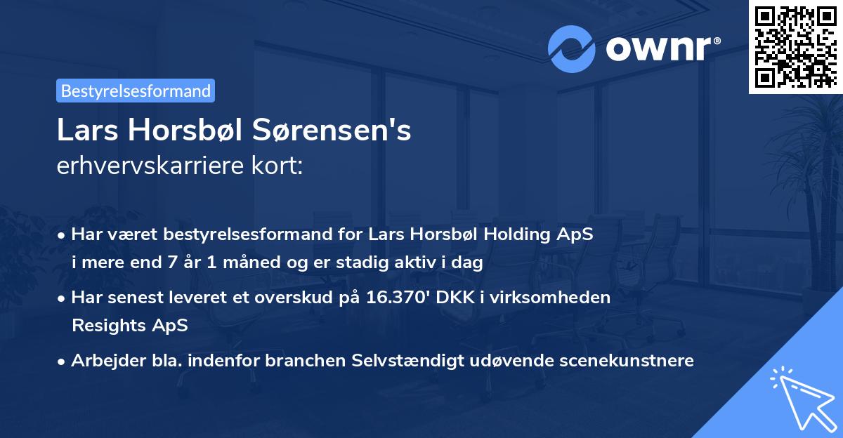 Lars Horsbøl Sørensen's erhvervskarriere kort