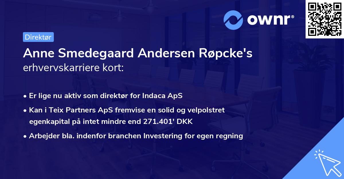 Anne Smedegaard Andersen Røpcke's erhvervskarriere kort