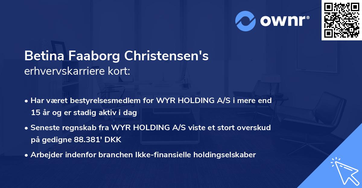 Betina Faaborg Christensen's erhvervskarriere kort