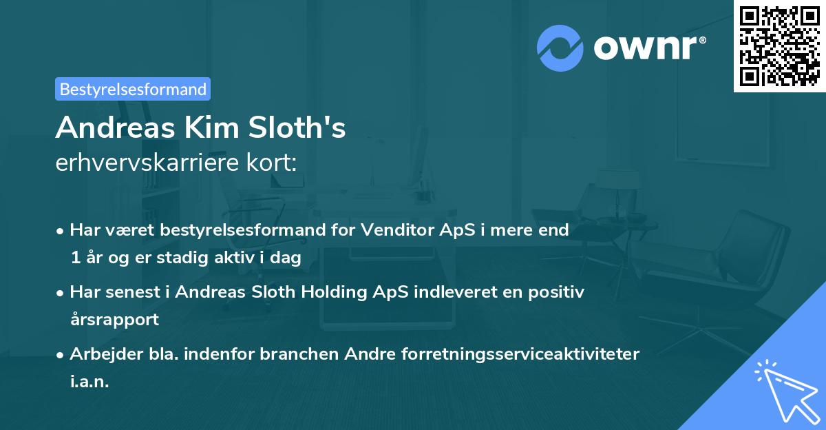 Andreas Kim Sloth's erhvervskarriere kort