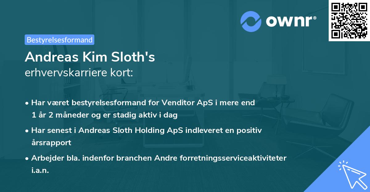 Andreas Kim Sloth's erhvervskarriere kort