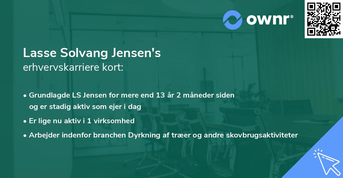 Lasse Solvang Jensen's erhvervskarriere kort