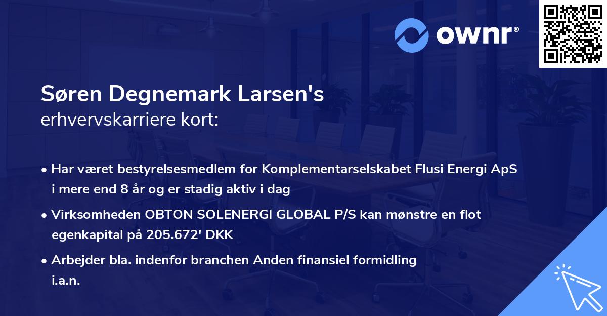 Søren Degnemark Larsen's erhvervskarriere kort