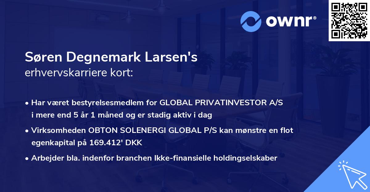 Søren Degnemark Larsen's erhvervskarriere kort