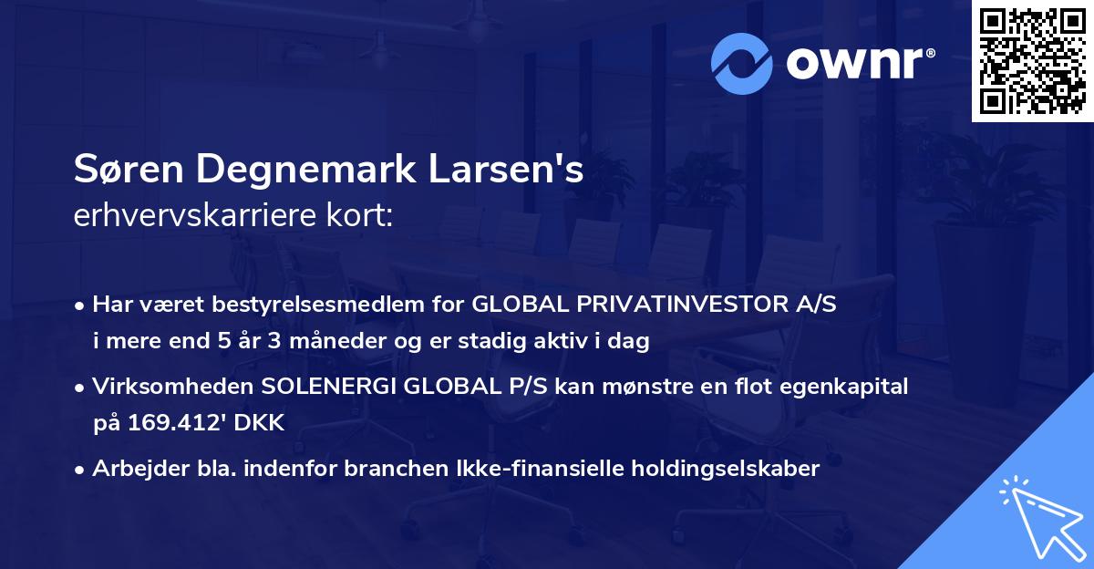 Søren Degnemark Larsen's erhvervskarriere kort