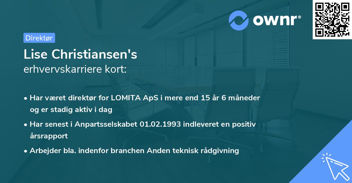 Lise Christiansen's erhvervskarriere kort