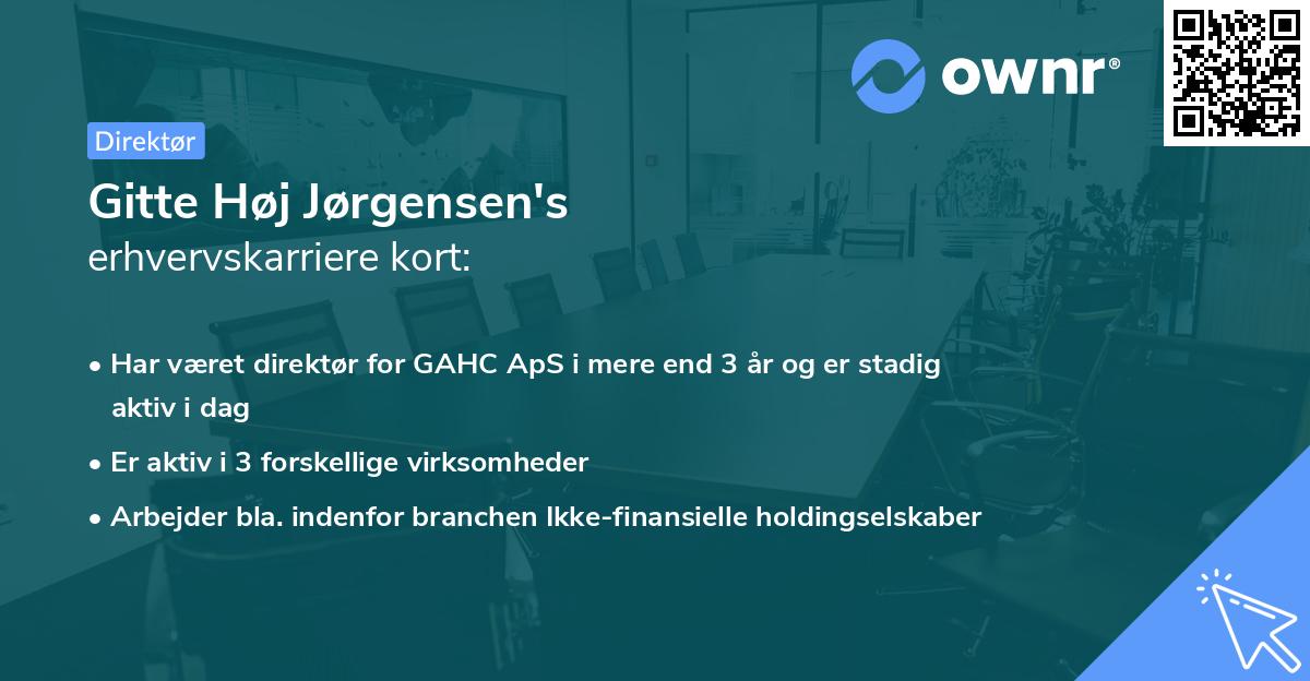 Gitte Høj Jørgensen's erhvervskarriere kort