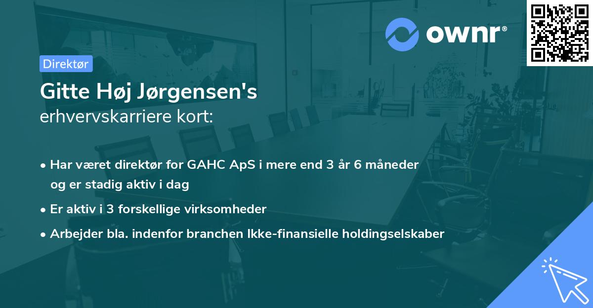 Gitte Høj Jørgensen's erhvervskarriere kort