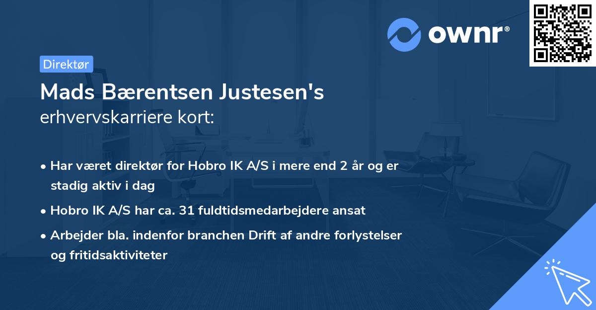 Mads Bærentsen Justesen's erhvervskarriere kort