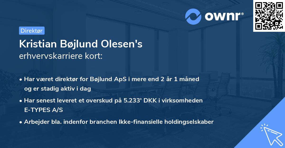 Kristian Bøjlund Olesen's erhvervskarriere kort