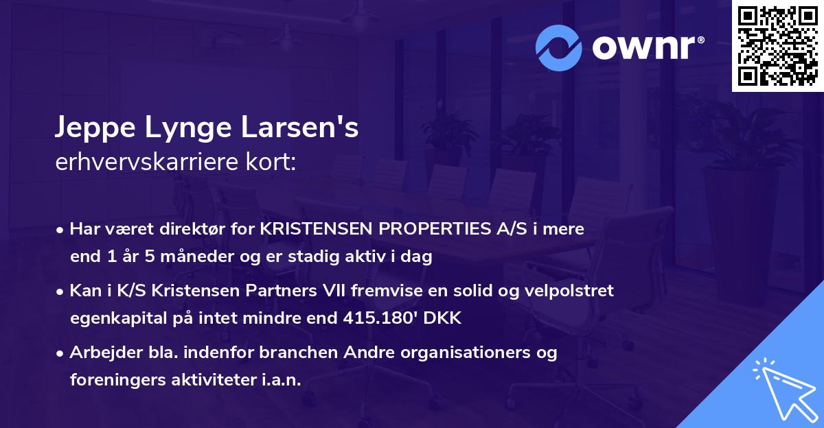 Jeppe Lynge Larsen's erhvervskarriere kort