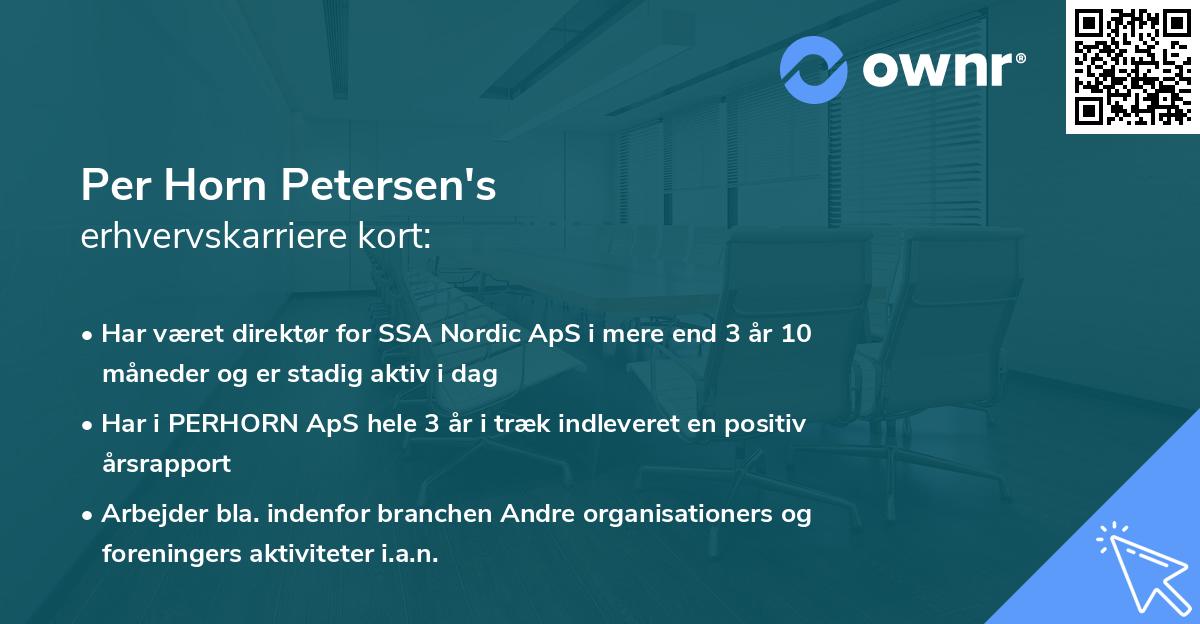Per Horn Petersen's erhvervskarriere kort