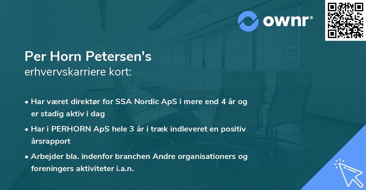 Per Horn Petersen's erhvervskarriere kort
