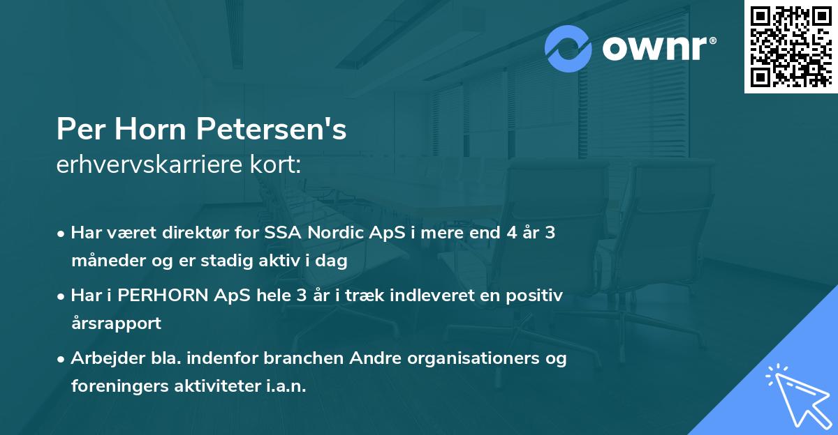 Per Horn Petersen's erhvervskarriere kort