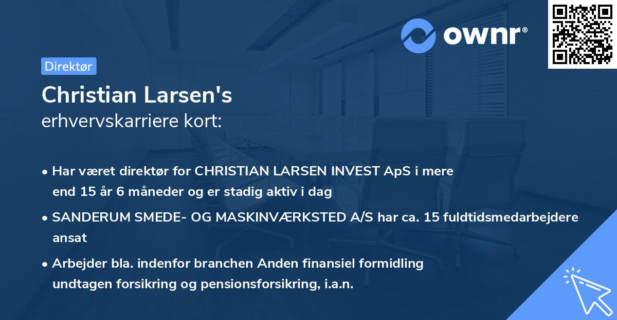 Christian Larsen's erhvervskarriere kort