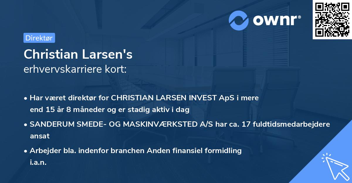 Christian Larsen's erhvervskarriere kort