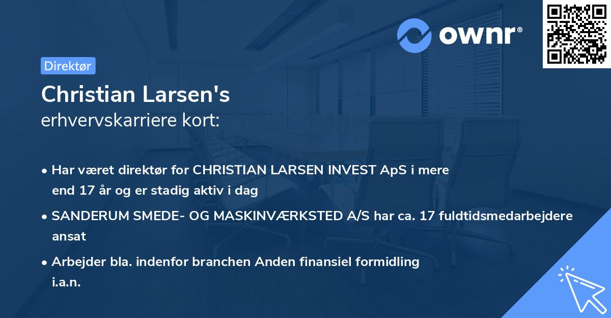 Christian Larsen's erhvervskarriere kort