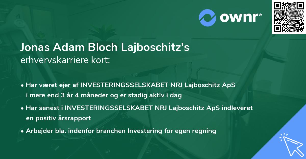 Jonas Adam Bloch Lajboschitz's erhvervskarriere kort