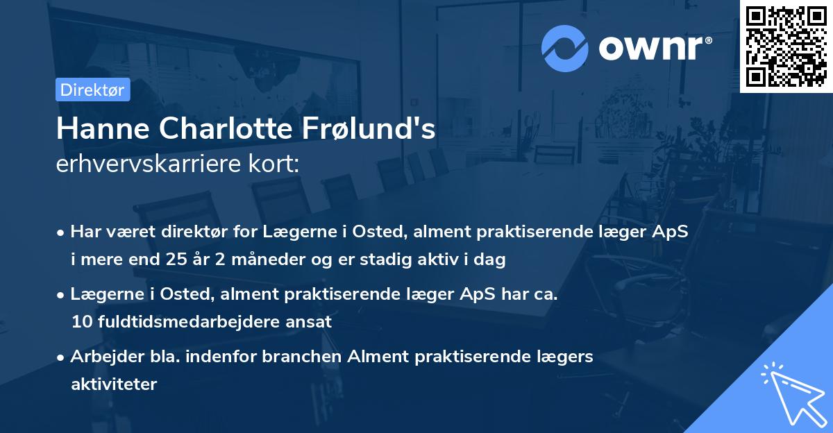 Hanne Charlotte Frølund's erhvervskarriere kort