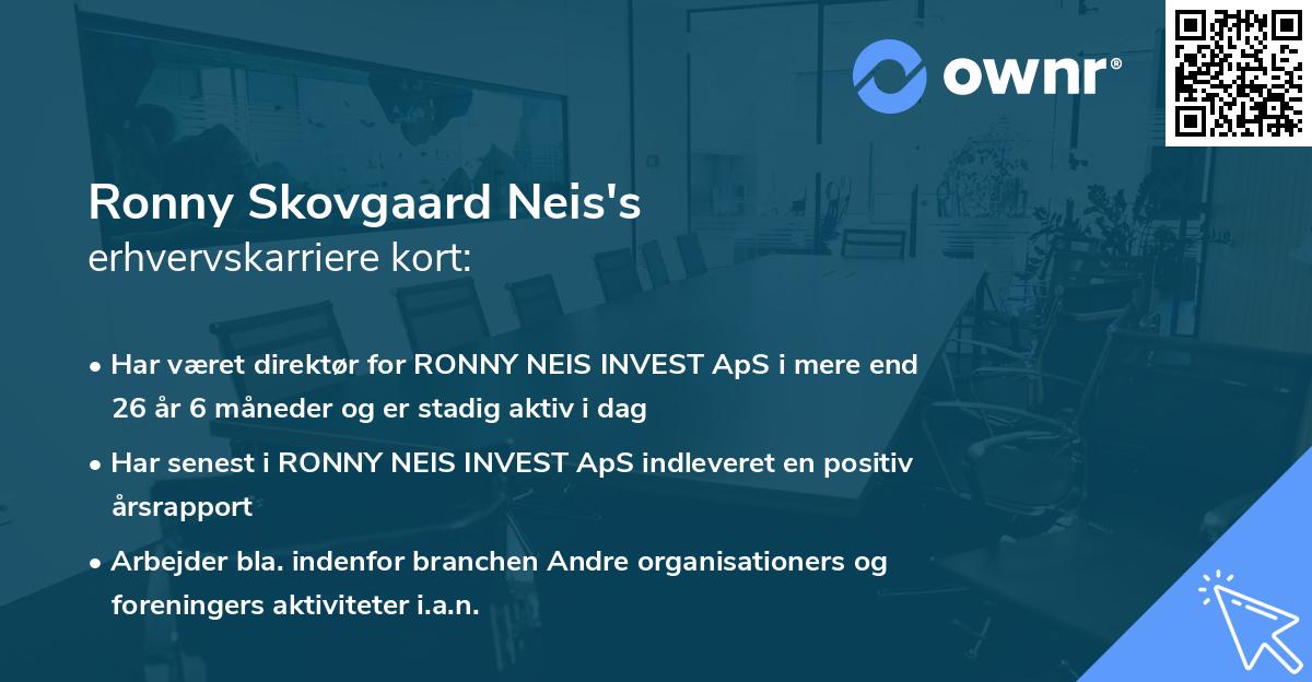 Ronny Skovgaard Neis's erhvervskarriere kort