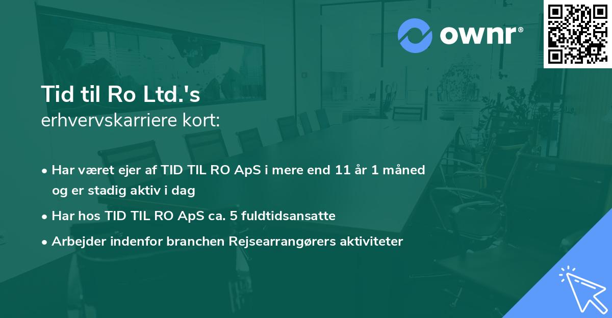 Tid til Ro Ltd.'s erhvervskarriere kort