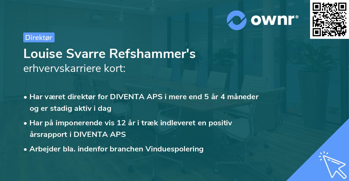 Louise Svarre Refshammer's erhvervskarriere kort