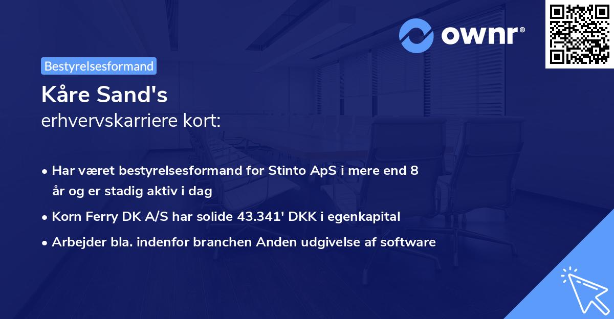 Kåre Sand's erhvervskarriere kort